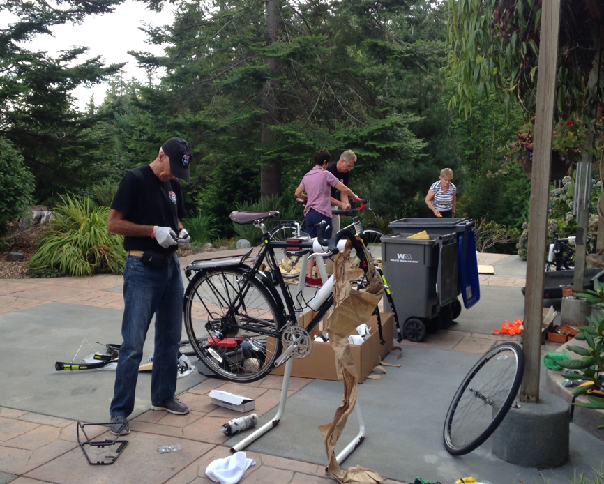 unpacking bikes