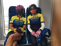 MaskedMarvels  NCCC Masked Marvels Dana Gross and Kathy Yancey on the Sprinter from Oceanside to San Marcos after a Wednesday morning Clipper ride.