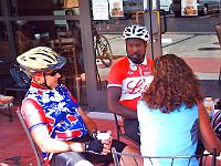 09.06 0014  Dale(l) dreams of watering grass, while Sam is still in shock by how Andrea blew by him on the bike path!